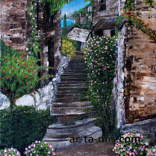 Village Stairway (8in H x 6in W)