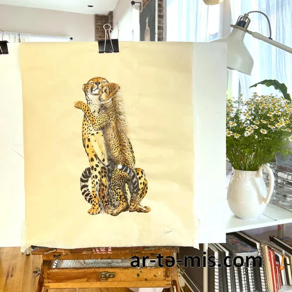 Joy of Cheetah Motherhood (20in H x 16in W)