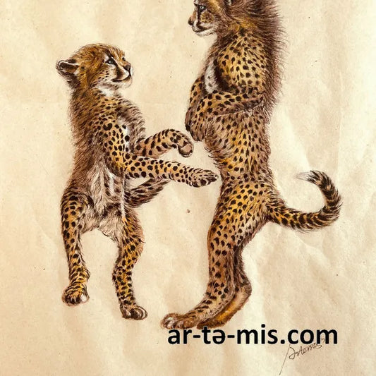 Playful Cheetahs (15in H x 14in W)