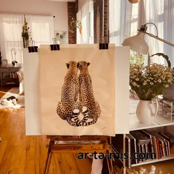 Cheetahs In Love (20in H x 16in W)