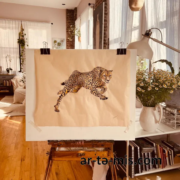 Pouncing Cheetah (16in H x 20in W)