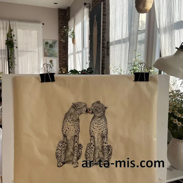 Kissing Cheetahs (16in H x 20in W)