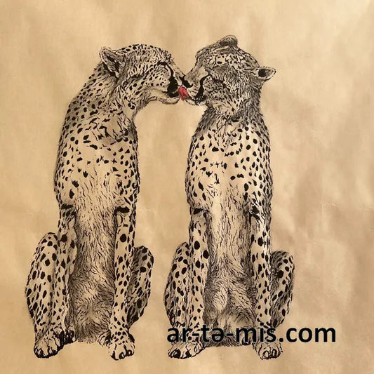 Kissing Cheetahs (16in H x 20in W)