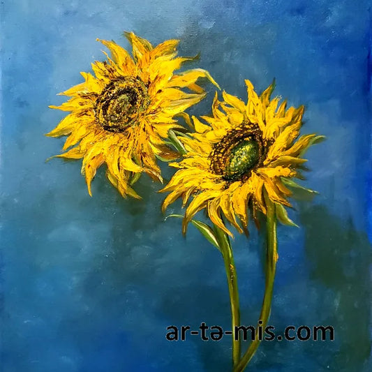Two Happy Sunflowers (20in H x 16in W)