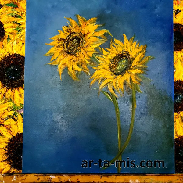 Two Happy Sunflowers (20in H x 16in W)