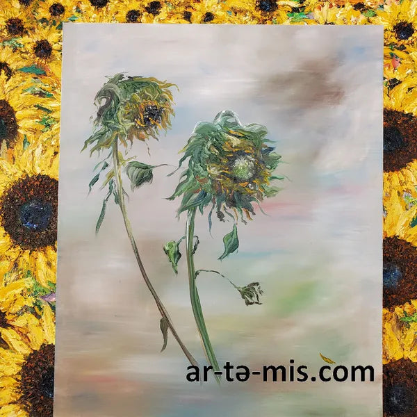 Stormy Sunflowers (20in H x 16in W)