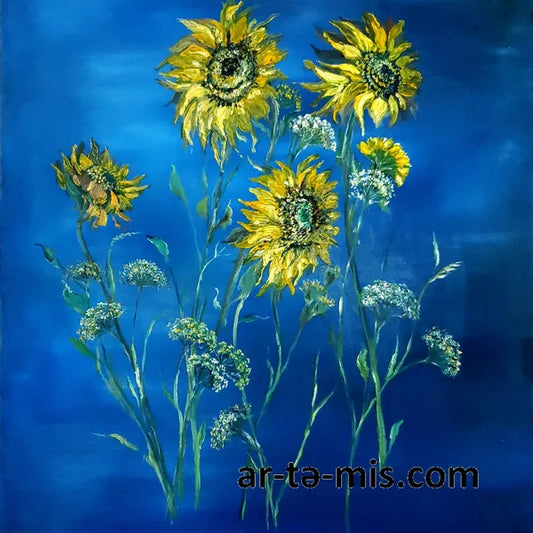 Night Sunflowers (20in H x 16in W)