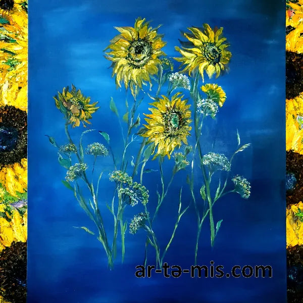 Night Sunflowers (20in H x 16in W)