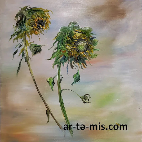 Stormy Sunflowers (20in H x 16in W)