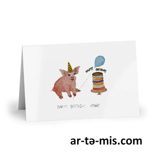 Piggy Birthday Cards  (1 or 10-pcs)