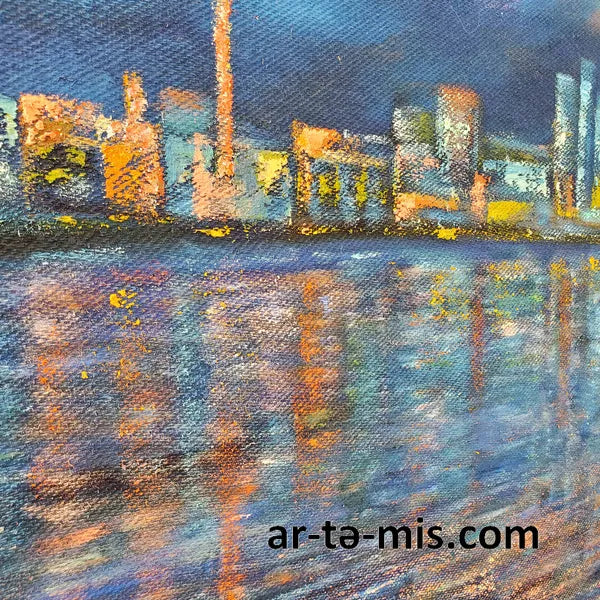 Manhattan West Side Bathes in Hot Summer Sunset (48in H x 96in W)